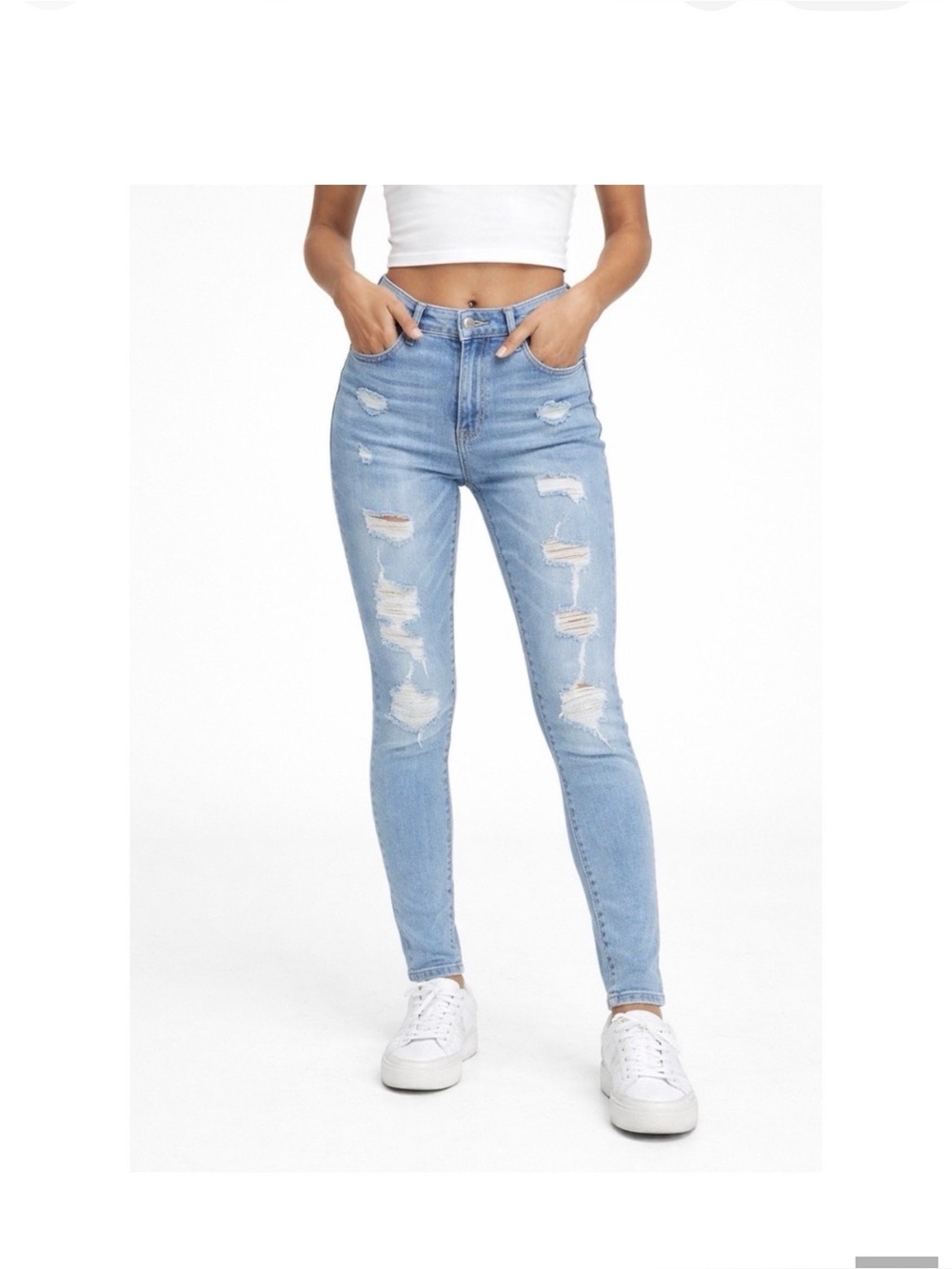 Aero Stylish Blue Distressed Women Jeans size 00 Regular